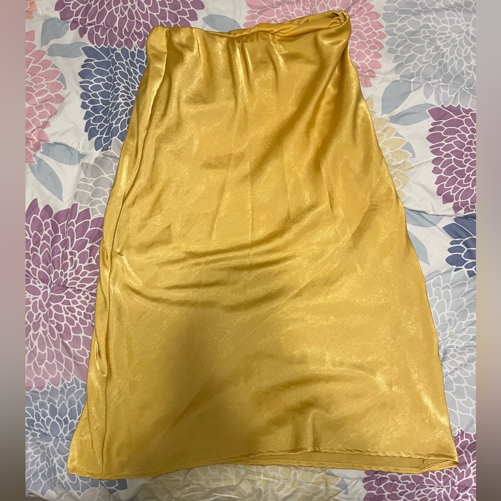 Silk Gold Midi Skirt